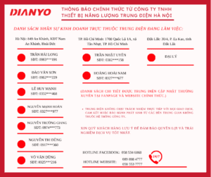 THÔNG BÁO CHÍNH THỨC TỪ CÔNG TY TNHH THIẾT BỊ NĂNG LƯỢNG TRUNG ĐIỆN HÀ NỘI