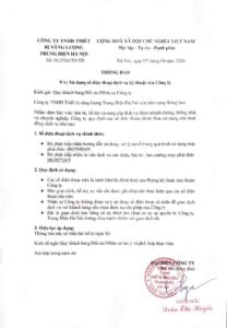 THÔNG BÁO QUAN TRỌNG HOTLINE KỸ THUẬT TRUNG ĐIỆN